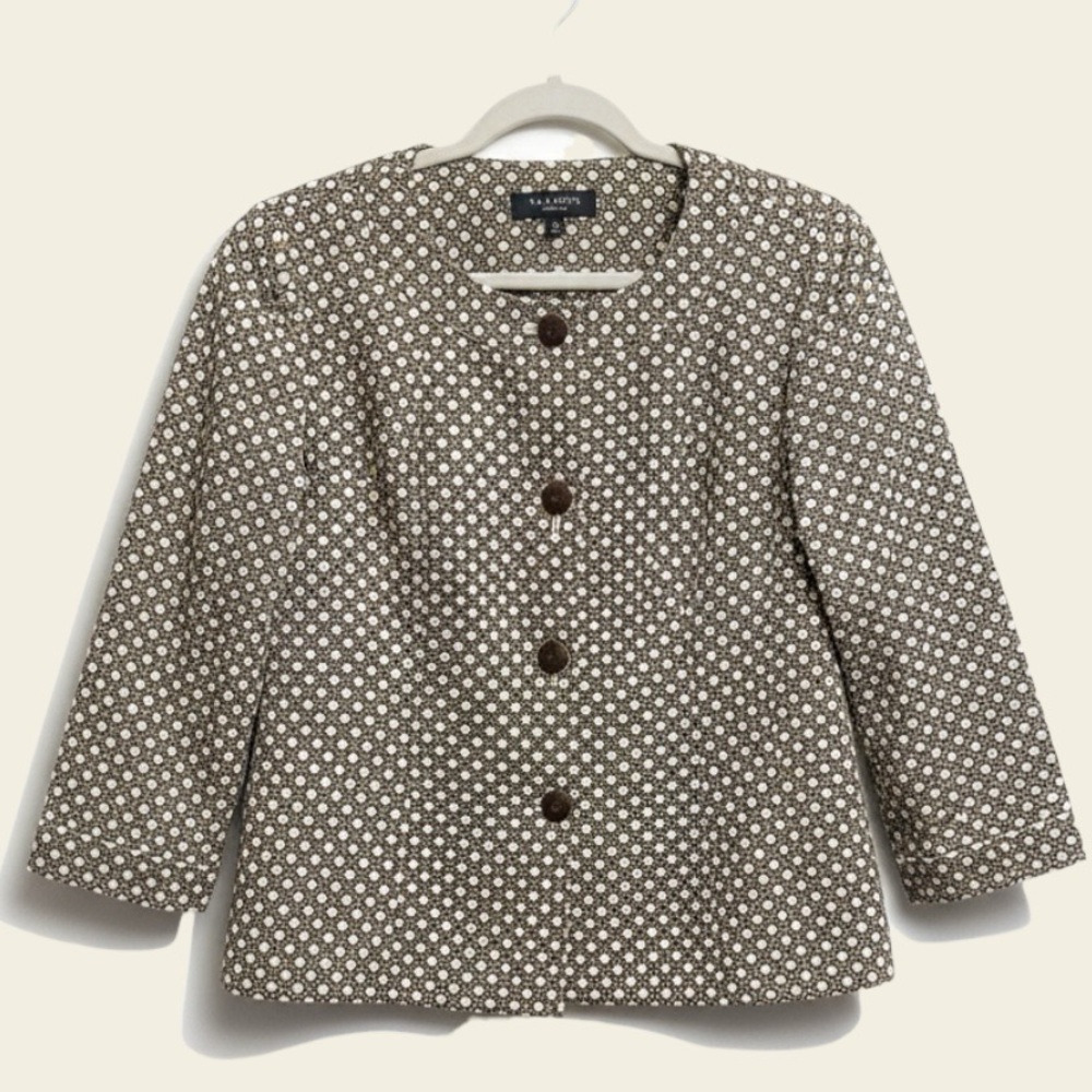 Talbots Blazer/Jacket Taupe/Tan size 14 Button Front